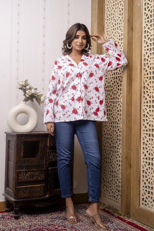 Image of Women's Cotton Floral Printed Summer Coat | Helps to Protect From Sunrays, Dust Pollution, Sunburn, Tanning of Skin | Ideal for Driving, Hot Summers, Traveling