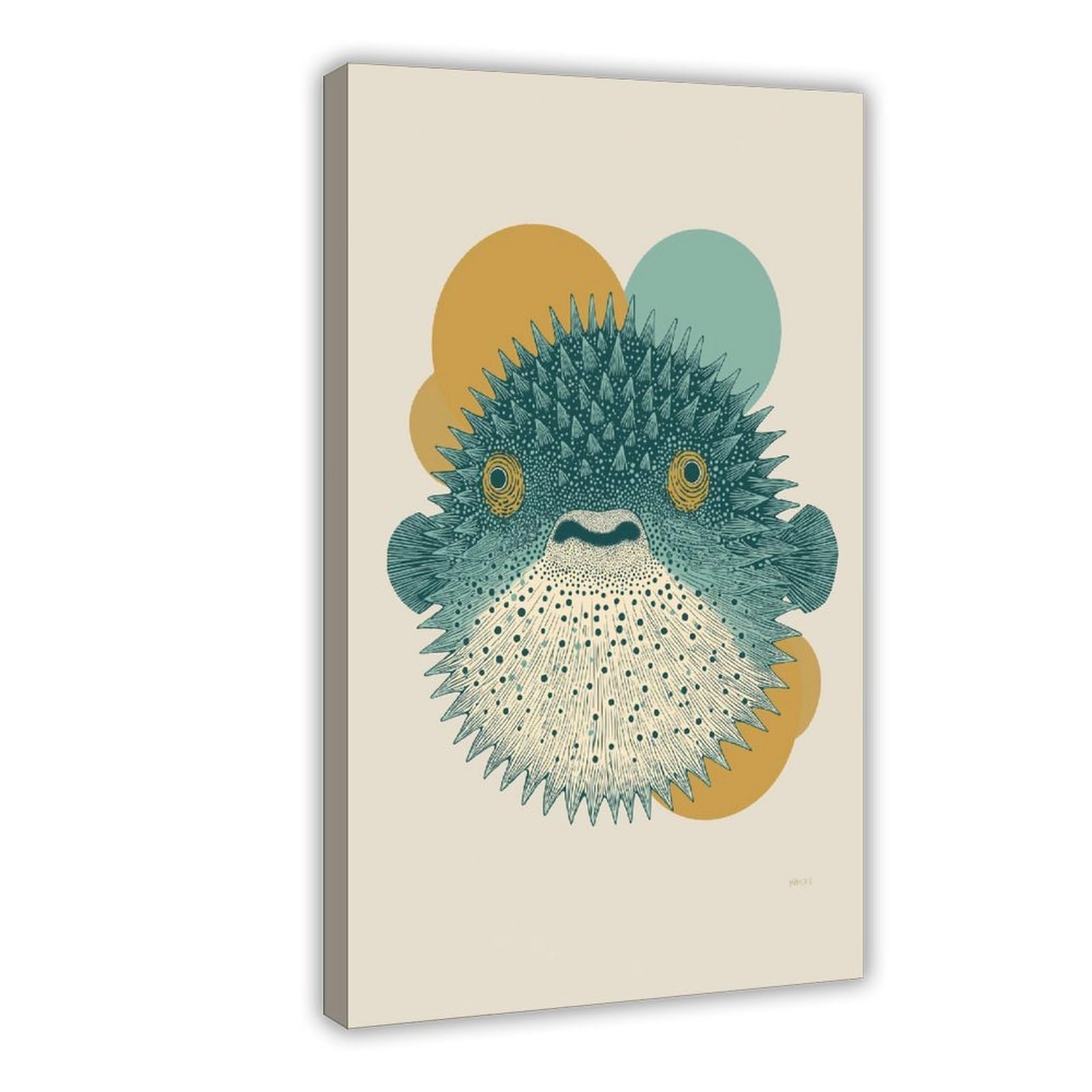 YWTJAX Pufferfish Poster Canvas Poster for Dorm Room Decor Gift