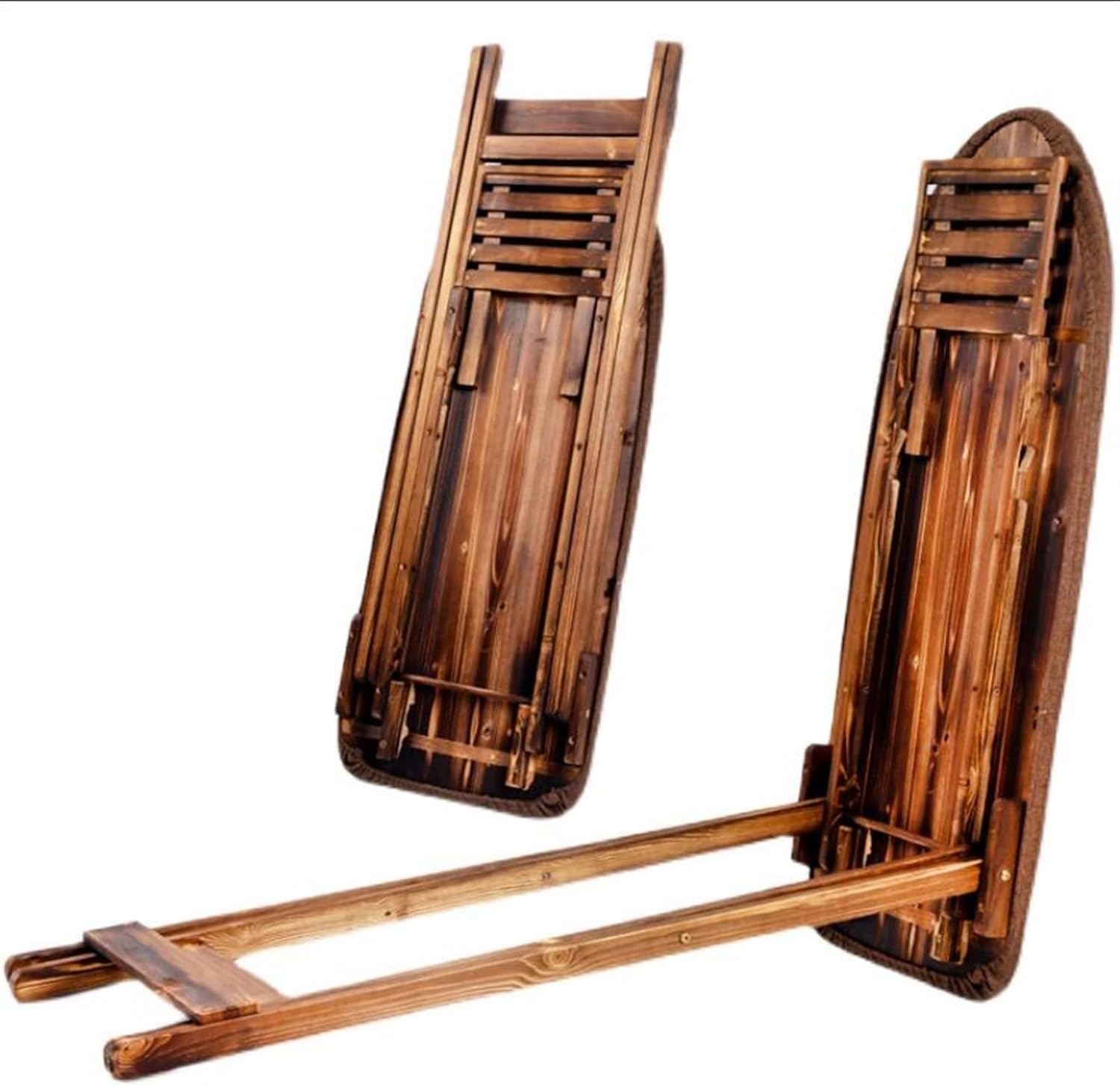 Asse da stiro pieghevole in legno massello, altezza regolabile, poggia ferro e vassoio rimovibili, superficie extra larga 99,1 x 40,6 cm, imbottitura in schiuma e rivestimento in cotone inclusi