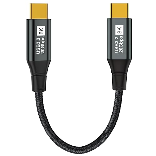 KAKAPOZO Cable USB C a USB C 3.1 Gen 2, 1 FT-20Gbps, transferencia de datos, 8K a 60Hz, salida de video, cable de monitor de salida de video de 100