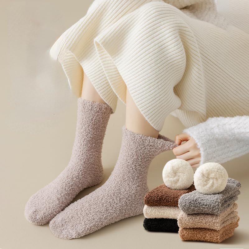 Kelabia Women's Fuzzy Warm Fluffy Socks - Japanese Thick Slipper Aesthetic Fleece Long Socks3