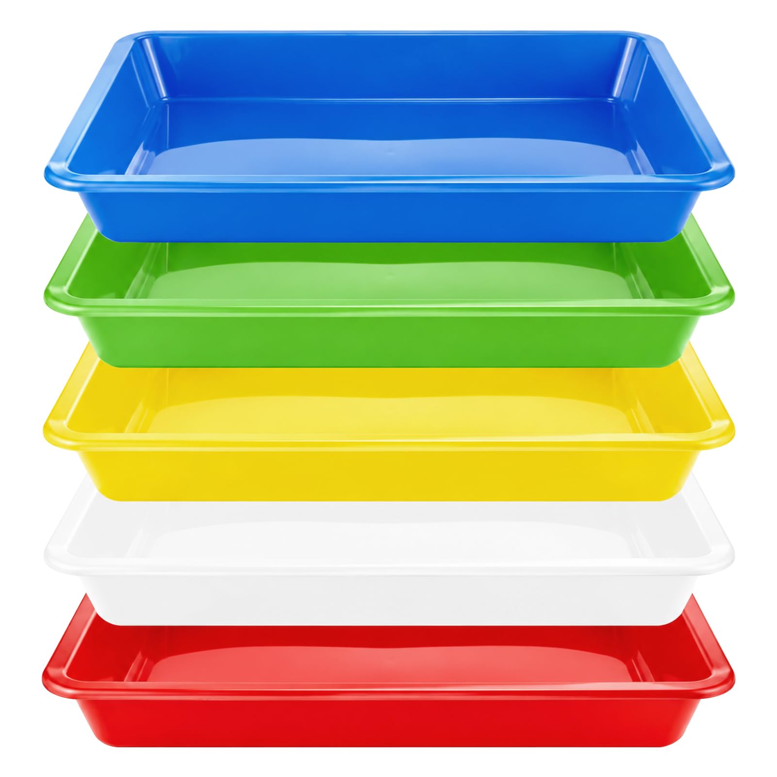 5 Pcs Reusable Trays Non-Slip,Multicolor Play Trays Art Activity Trays Crafts Organizer For School Home Projects, Painting, Organization Supplies(28 X 21 X 3 Cm)