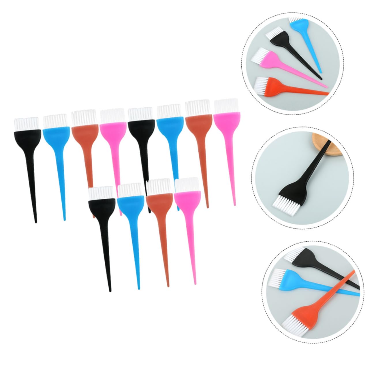 FRCOLOR Diy Hair Dye Brush Set 12 Pieces Soft Stiff Bristles Dye Brush Applicator for Home Salon Use