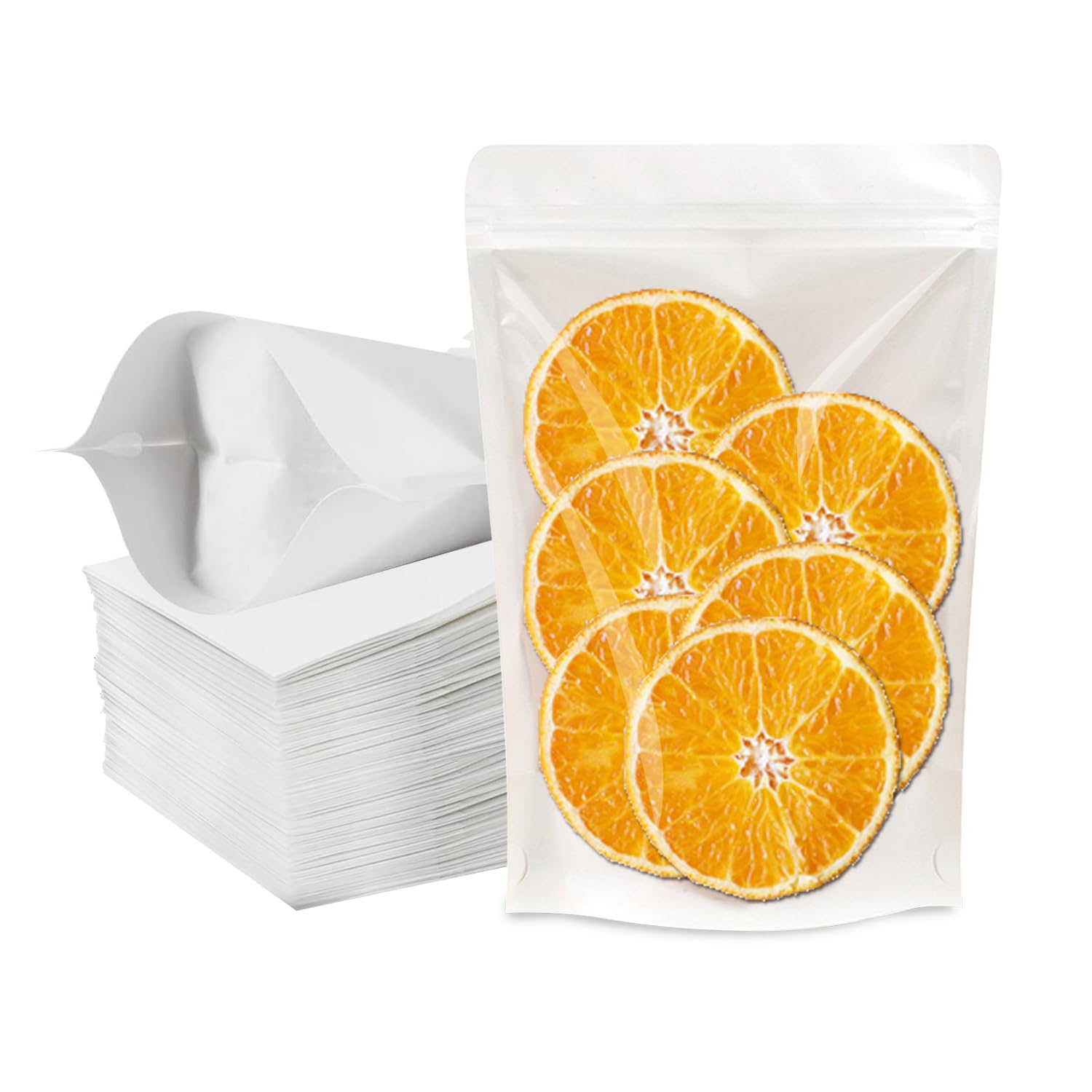 100 PCS Resealable Packaging Bags for Small Business，Kraft Bags With Window Clear Fornt Heat Seal Sealable 7.9"x11.8"Paper Zipper Stand Up Pouches Nut