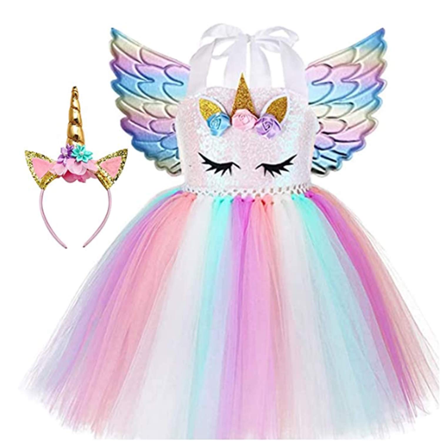 Girls Unicorn Princess Tutu Dress - Birthday Party, Halloween, Carnival Costume for Unicorn Themed Dress Up Occasions
