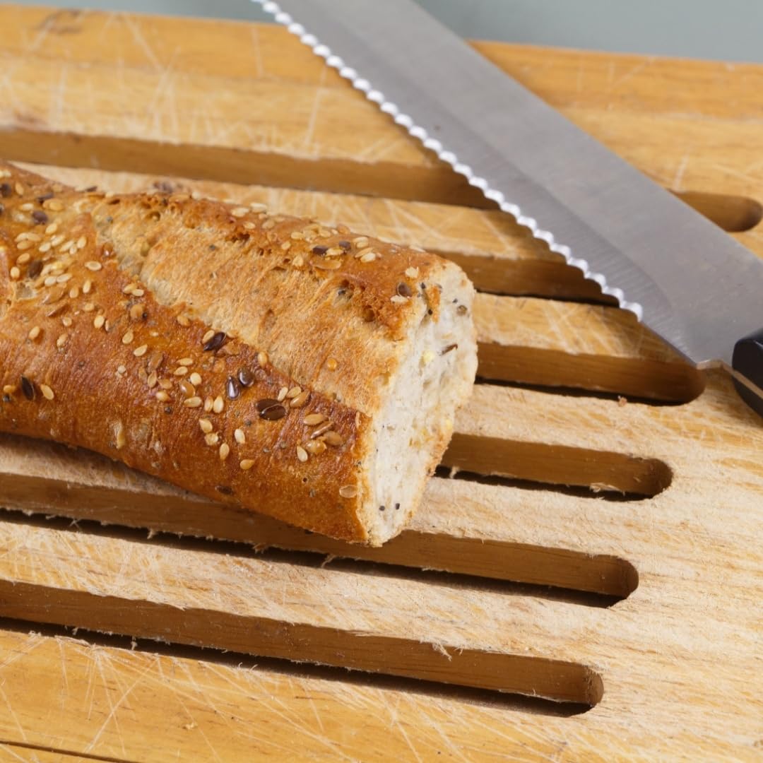 HOFMEISTER® Brotschneidebrett Holz, 40 cm, herausnehmbarere Auffangschale, aus Europa, Schneideunterlage mit Krümelgitter, Buche, stabiles Schneiden, Schneidbrett mit Schublade