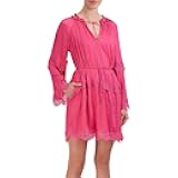 Women's Mini Flowy Crew Neck Long Bell Sleeve Dress