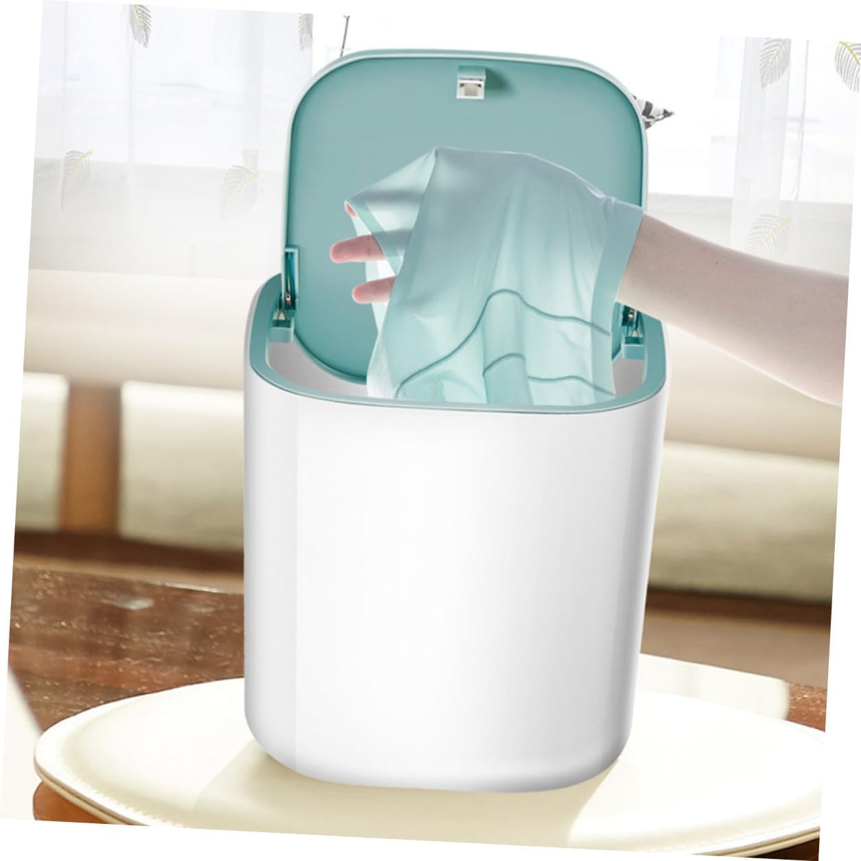 1pc Portable Mini Washing Machine Household Compact Washer with Strong Turbine for Deep Cleaning Underwear Clothes Socks Travel and Home Use Blue Drum Design