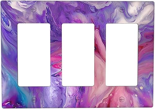 Miniatura 110 de Cubiertas de salida de textura abstracta moderna de mármol líquido Pintura abstracta púrpura Arte de pared Cubiertas de toma 1 banda Interruptor de