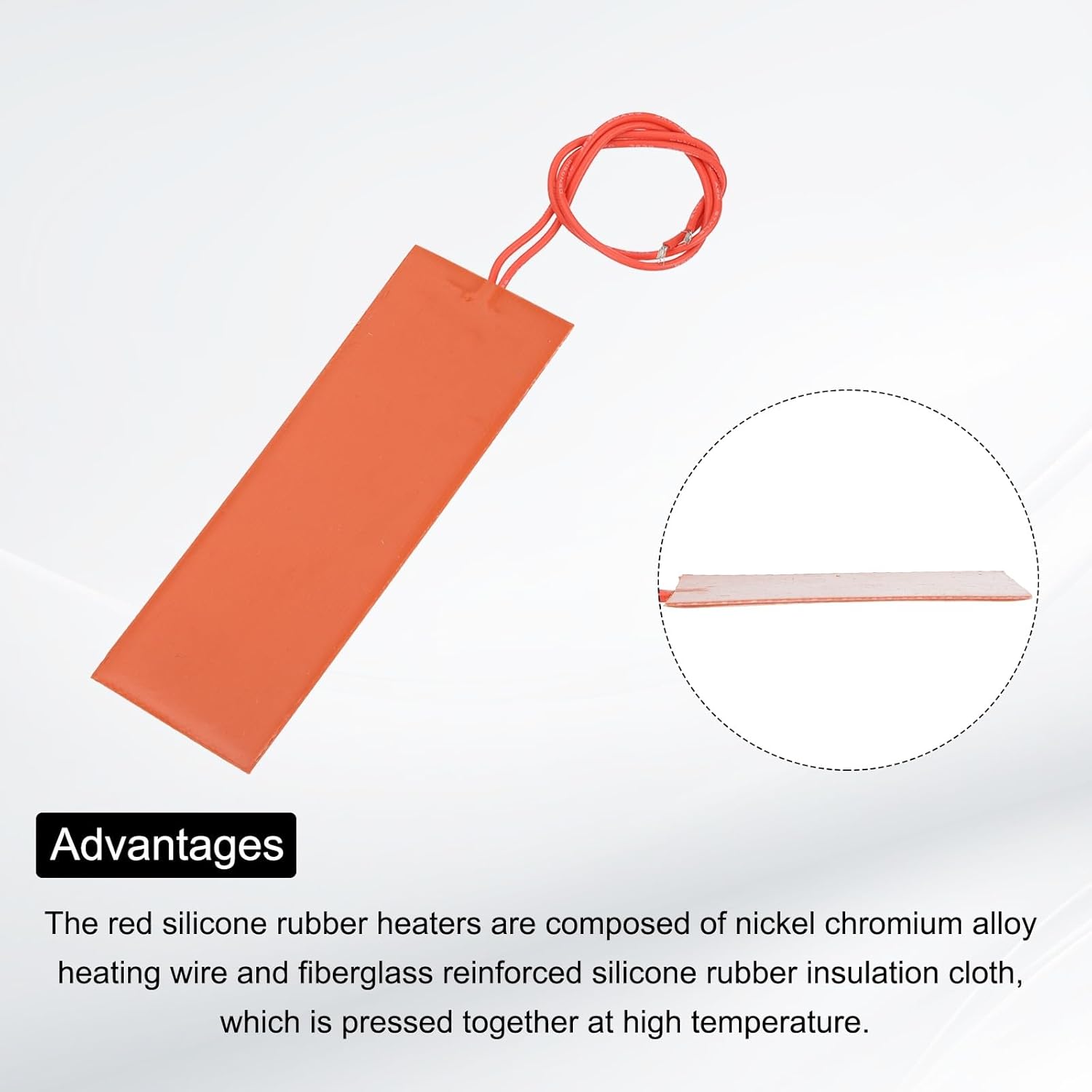 MECCANIXITY 1pcs Silicone Heating Pad, 12V 20W Heater Film Flexible Heating Plate 150mmx50mm Heater Mat for Constant Temperature