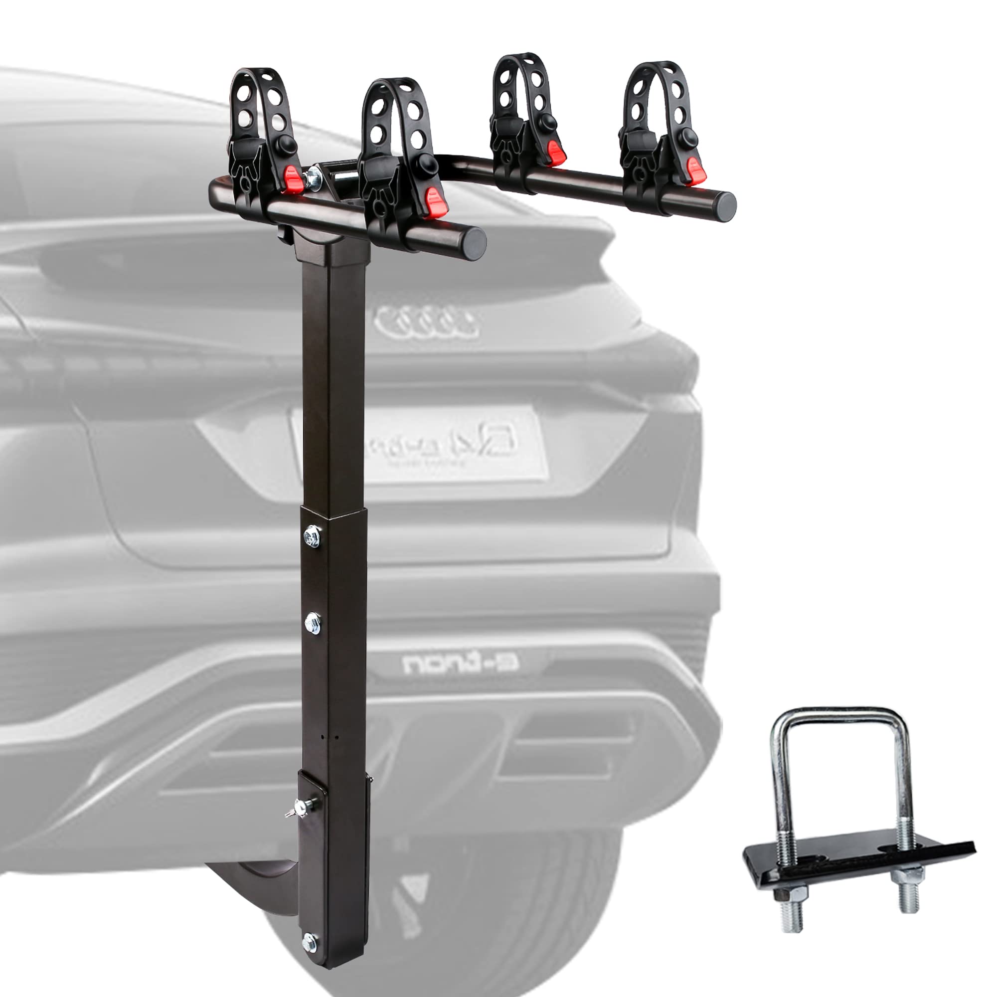 Photo 1 of JUVENED 2 Bike Hitch Universal Mount Double Foldable Rack, 2" Hitch Receiver, Universal Adapter and Adjustable Bolt