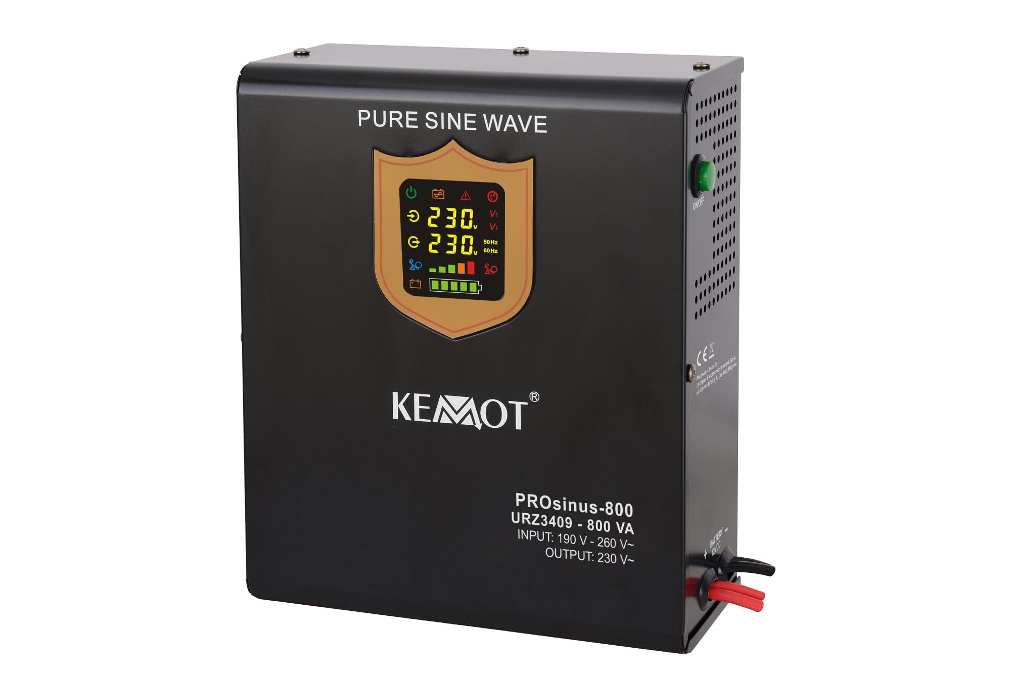 Alimentazione di emergenza KEMOT PROsinus-500 URZ3409 Inverter pura funzione di ricarica 12 V 230 V 800 VA/500 W, nero