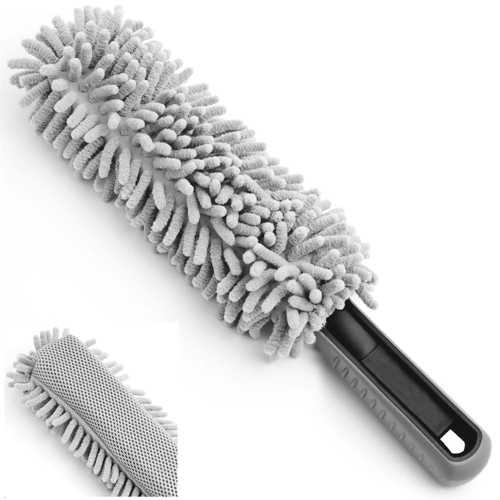 JAYTOP Microfiber Brush for Car Interior Cleaning||Multipurpose Duster for Home and Car Cleaning||Cleaning Essential Accessories||14 inch Scratch Free Small Duster for All Type of Cleaning|| (Grey)-image-32