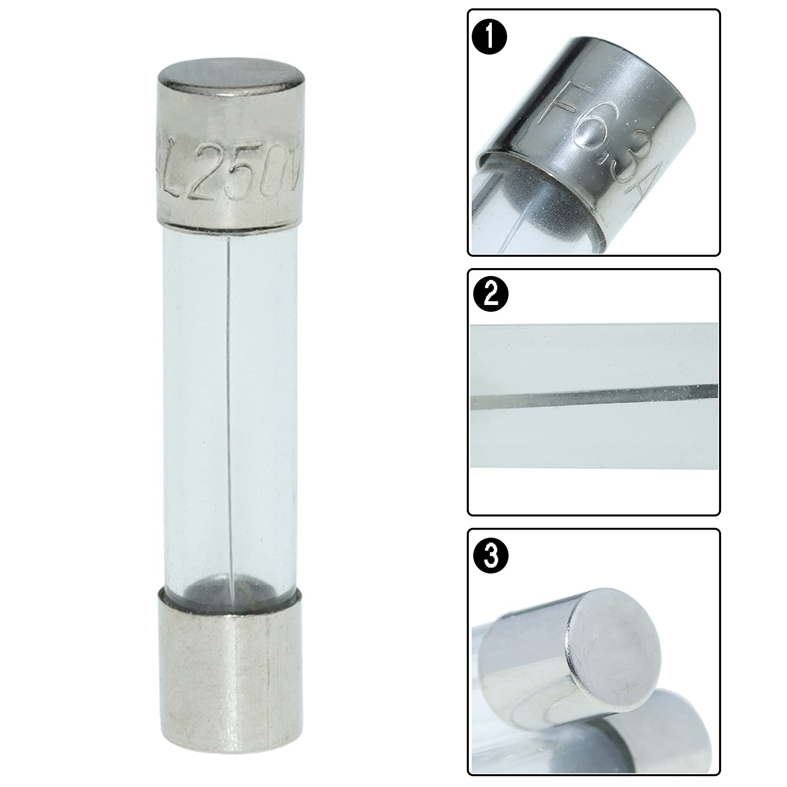 AUKENIEN 15 Valores 150 Piezas 6X30MM 250V Fusibles Cristal 0,5A 1A 1,5A 2A 2,5A 3A 5A 6A 7A 8A 10A 15A 20A 25A 30A de Tubo de Vidrio de Fusión Rápida Surtido Soplo Soplado Rápido Kit Fusible