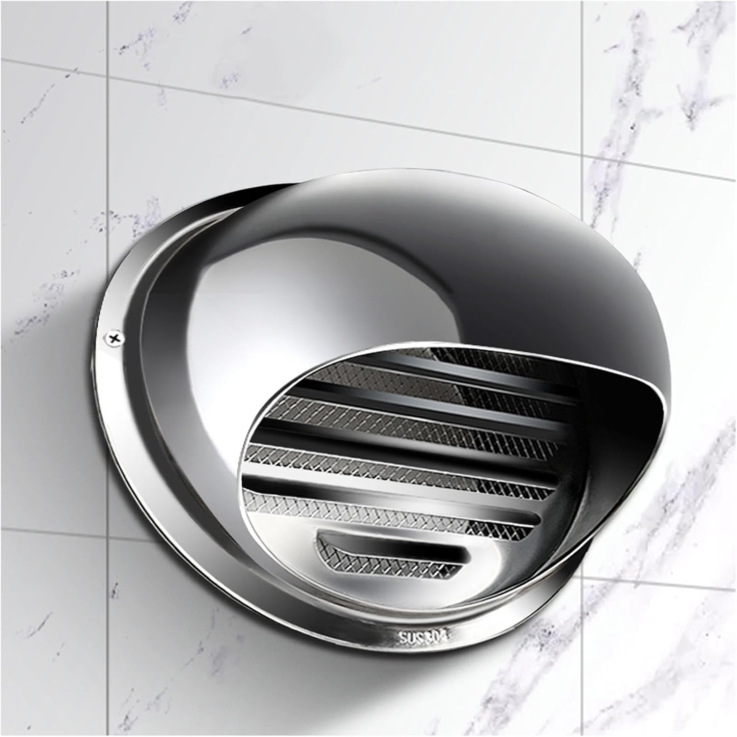 Vent Cover Stainless Steel,Wall Air Soffit Vents with Built-in Screen Mesh,Stainless Steel Air Vent, Air Vent Covers for Walls Outside,Round Wall Vent Outlet Hood (Size : 160mm/6.30in)
