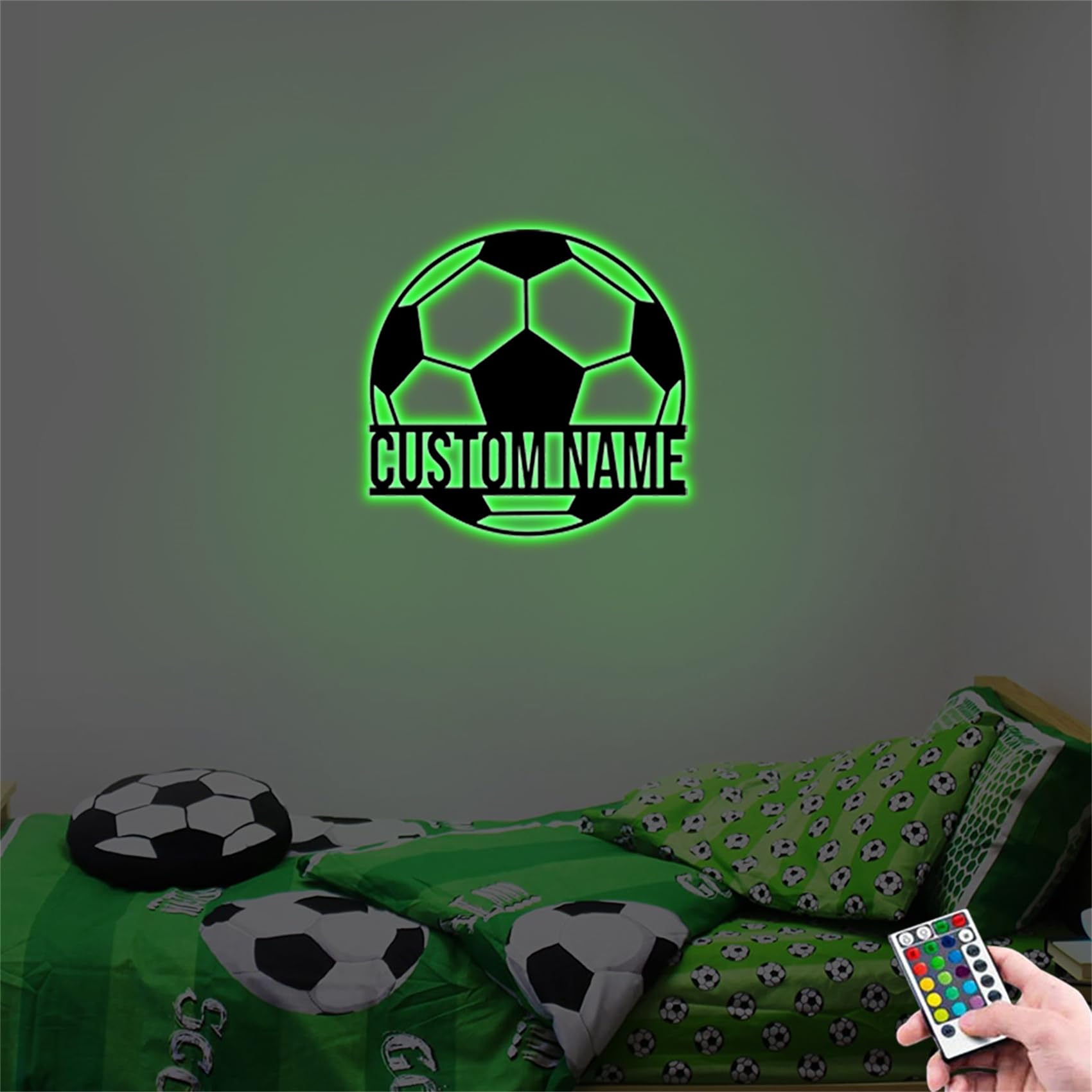 QGTHKLP Personalized Soccer Name Mirror Lamp Custom Name Acrylic Mirror Neon Sign Lighted Soccer Sign Gifts For Soccer Lover Christmas Birthday (Style 3