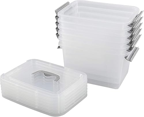 Miniatura 1 de Leendines Caja de almacenamiento de 5 cuartos de galón con tapa, 6 paquetes de caja pequeña de plástico