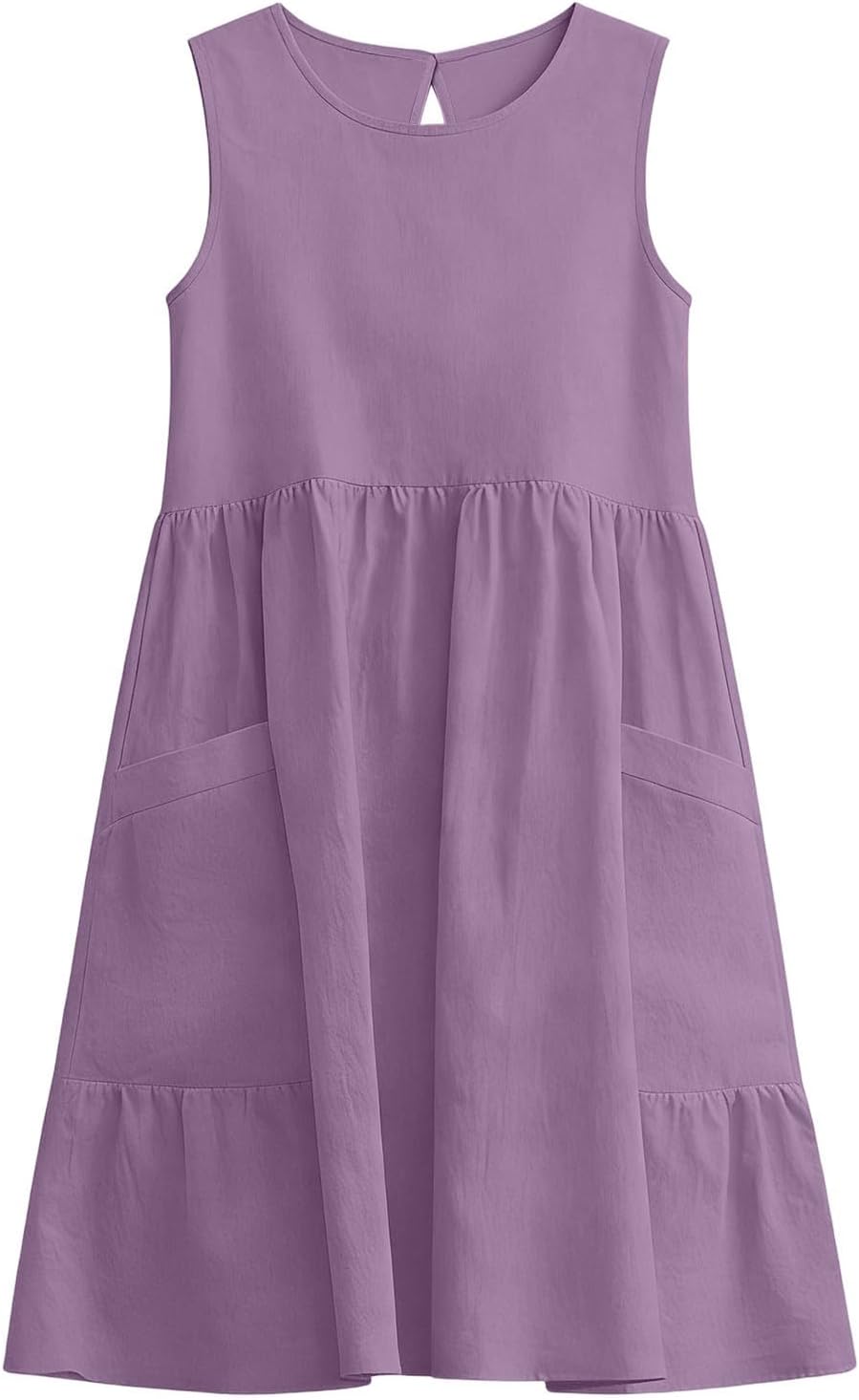 Womens Beach Summer Midi Dress Sleeveless Casual Beachy Sundress Loose A Line Tank Dresses with Pockets