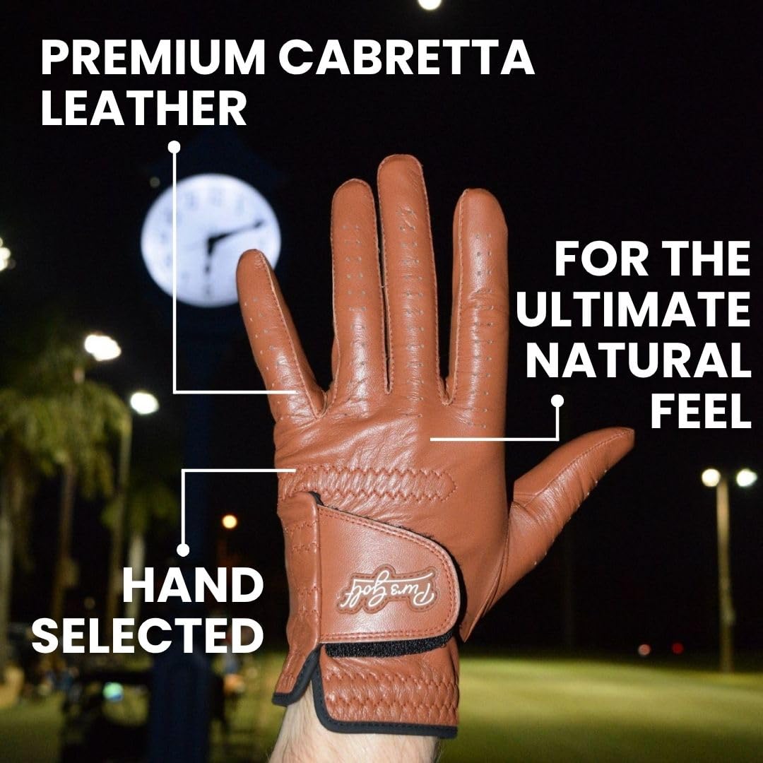 PUR3 – Lot de 2 gants de golf en cuir Cabretta pour homme | Collection Heritage avec marqueur de balle | Gant de golf pour homme main gauche et main droite