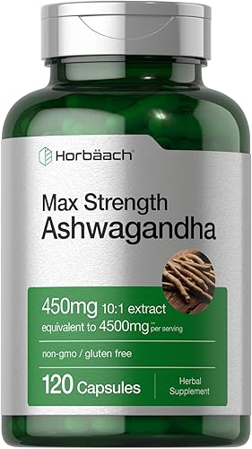 Horbäach Suplemento Ashwagandha | Fuerza máxima | 120 cápsulas | Sin OMG, sin gluten