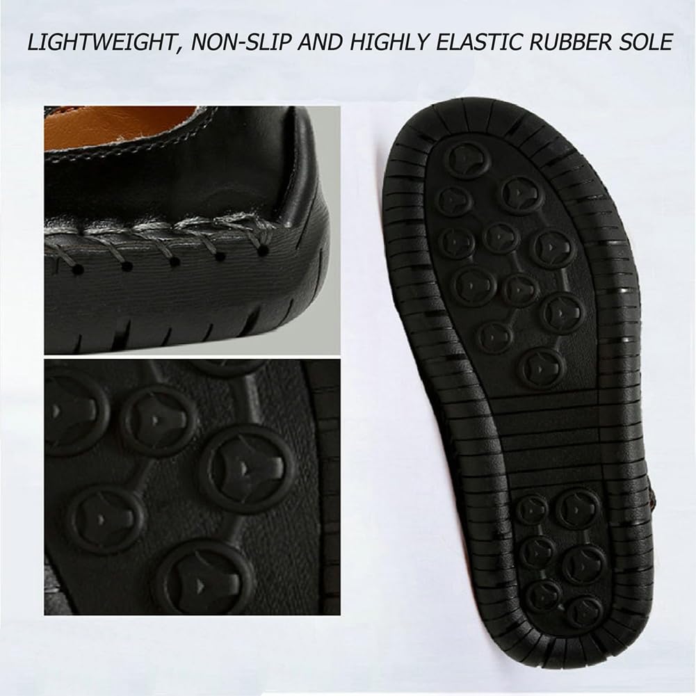 Sandalias de cuero con puntera cerrada para hombre, sandalias ortopédicas de verano para hombre, transpirables, cosidas a mano, zapatos de pescador de cuero para caminar, senderismo, playa