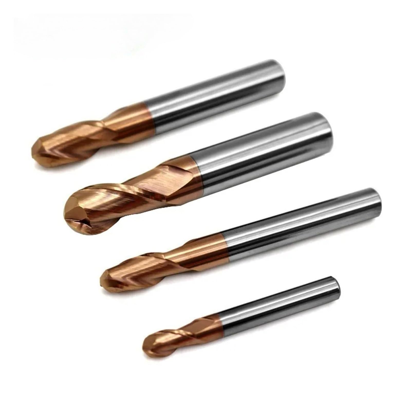 Fresa de 2 flautas HRC55, fresa punta bola carburo tungsteno y acero for mecanizado metales mecánicos CNC, 1 Uds(R6x24x100x12D)