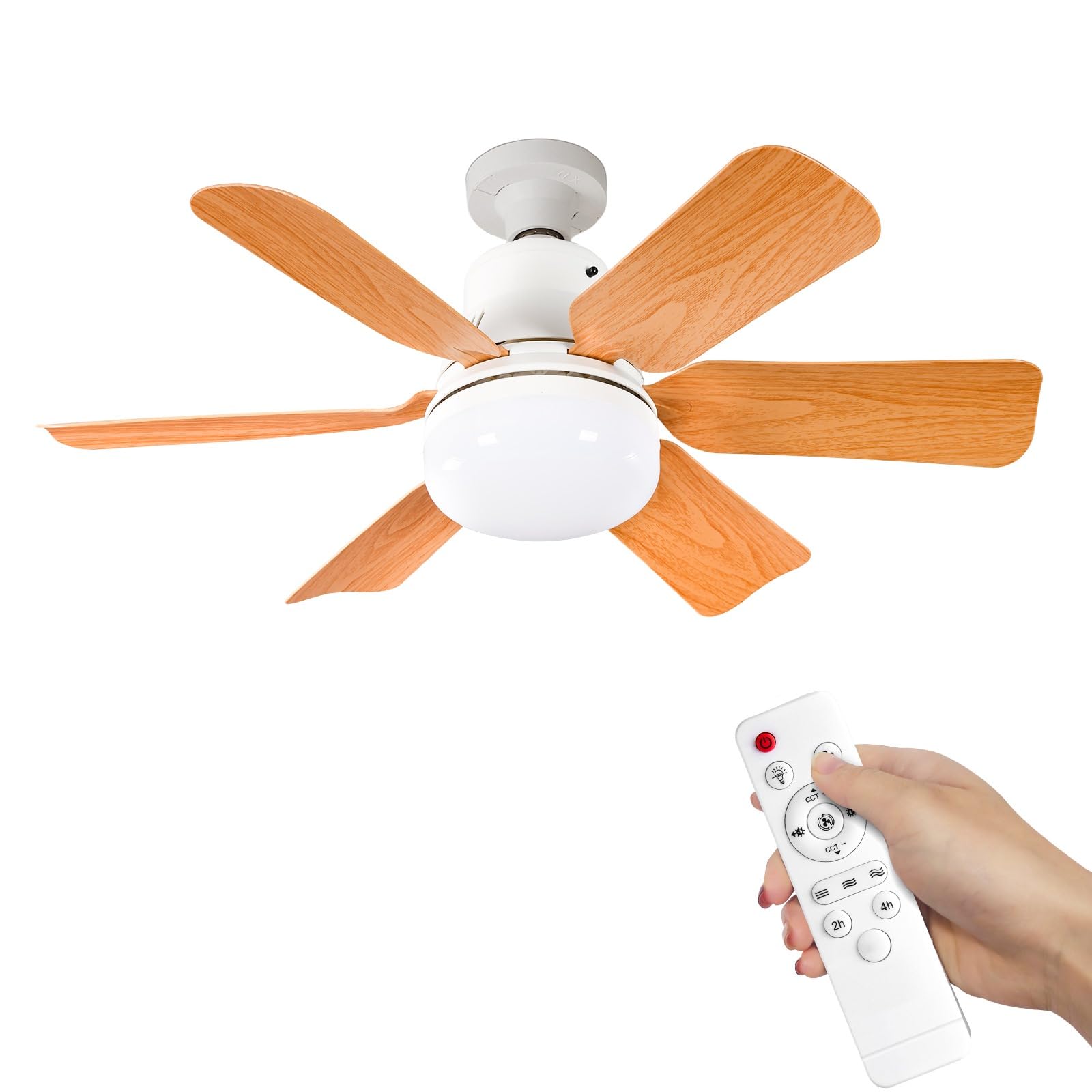 Peamoo E27/D Ceiling Fans With Lights An Remote Control, /B22 40W Small Ceiling Fans Lights With Timer, 3 Speeds 3 Color, Fan Light Ceiling For Bedroom, Living Room, Kitchen ()