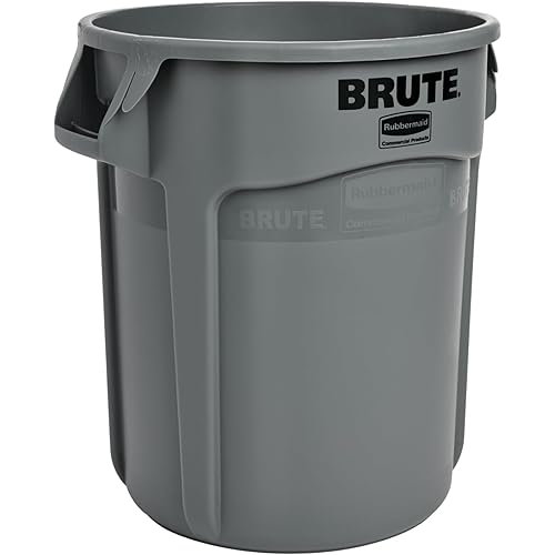Rubbermaid Commercial Products BRUTE Heavy-Duty Round Trash/Garbage Can, 20-Gallon, Gray,Outdoor Waste Container for Landscapers/Construction/Restaurants/Back of House/Offices/Warehouses