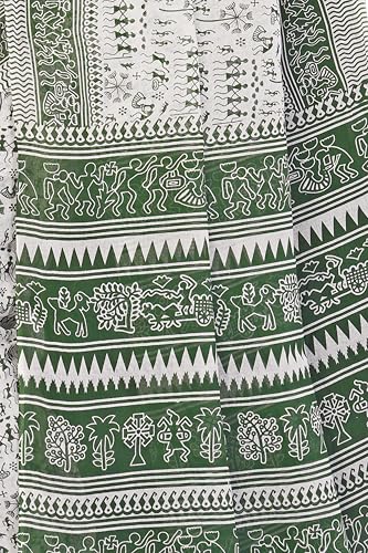 Image of TAMAIRA FASHION Mulmul Pure Cotton Saree For Woman Warli Printed|Office Wear Daily Wear Sarees For Women Without Blouse Piece(Available in 19 Colours)