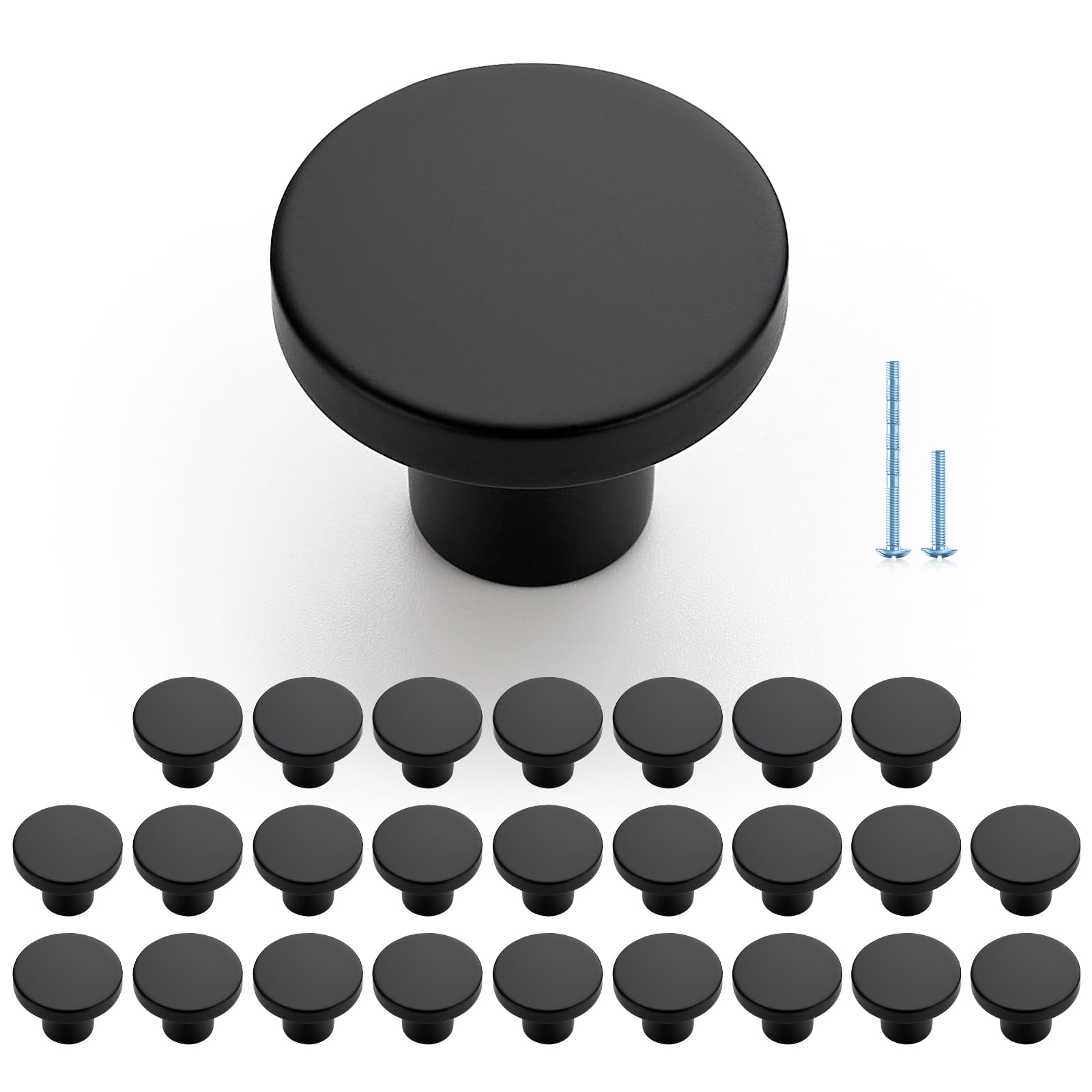 JOY DECOR 30 Pack Black Cabinet Knobs, Matte Black Drawer Pulls, 1-1/5 Inch — Amazon image 11