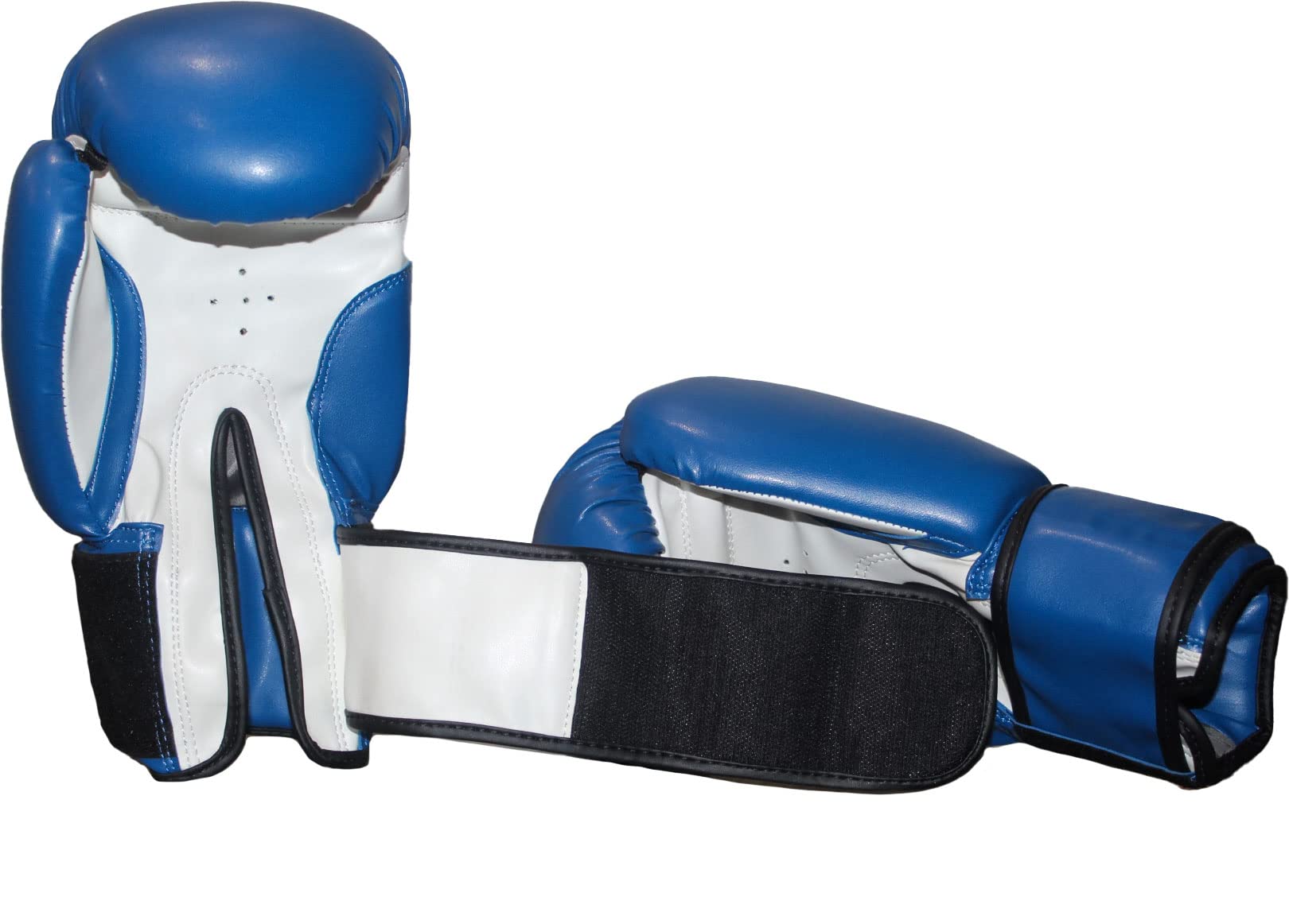 CBM271 rękawice bokserskie, skórzane, biało-niebieskie, do muay thai, kickboxingu, worek bokserski