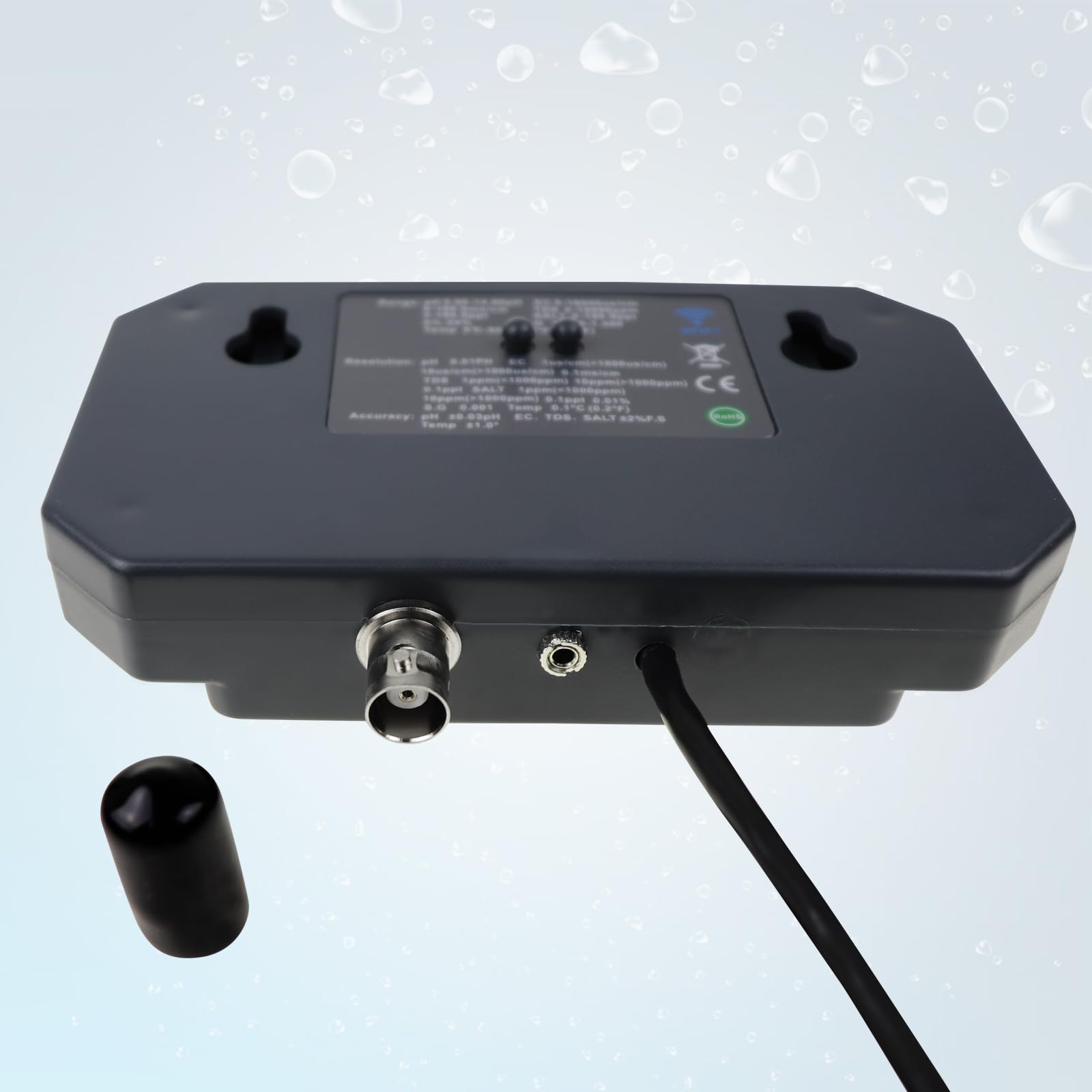 Smart Water Quality Tester, 24 Stunden drahtlose App-Überwachung von pH EC TDS Salzgehalt SG Temperatur, montierbar mit Alarmfunktion für Aquarien & Hydrokulturen
