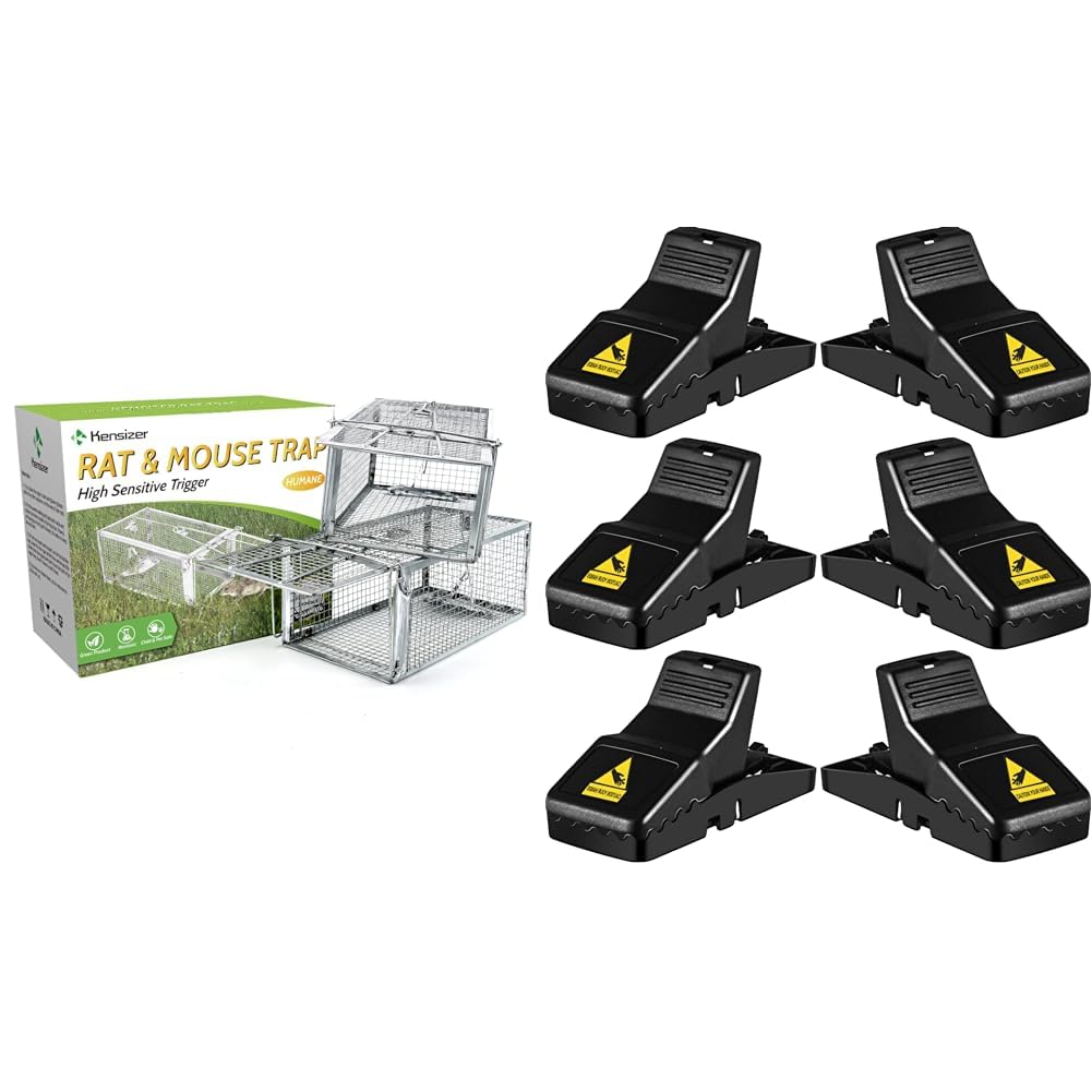 Kensizer2-Pack Live Cage Trap for Rat Mouse Chipmunk and Feeke 6-Pack Rat Trap Mouse Traps Indoor Home Use