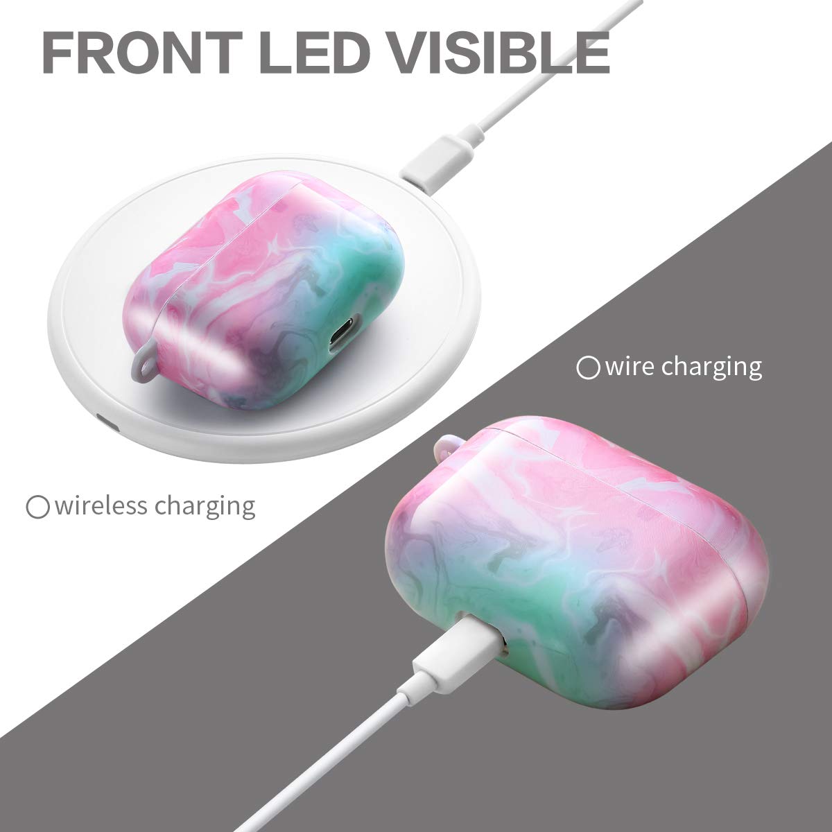 Airpods pro Case Cute - DMMG Marble Apple Airpods Case Accessories Protective Soft TPU Case Cover Portable & Shockproof Women Girls with Keychain for Airpods Charging Case (airpods pro Pink)