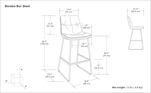 Miniatura 206 de SIMPLIHOME Randolph - Taburete moderno de mediados de siglo de madera curvada de 28 pulgadas (juego de 2) en piel sintética vegana gris piedra para