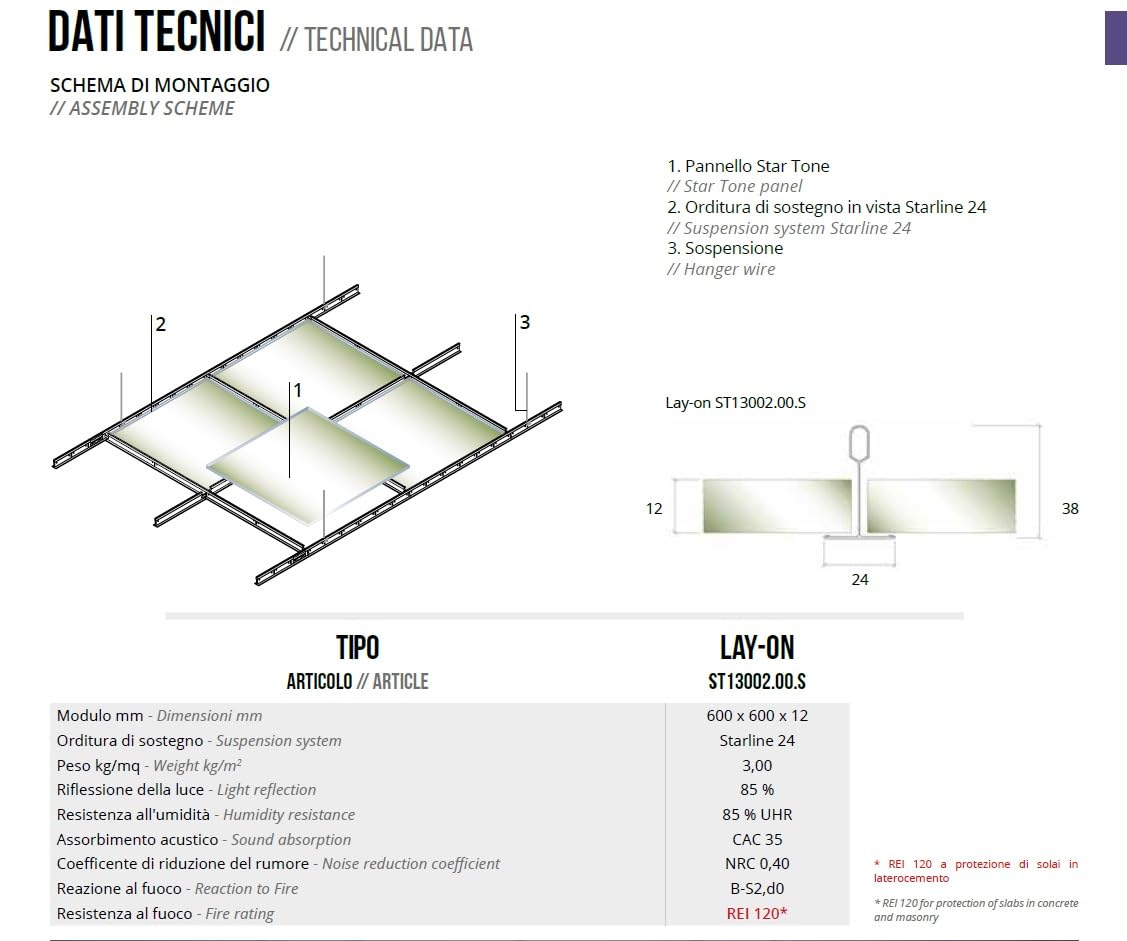 PANNELLI CONTROSOFFITTO in FIBRA MINERALE BUCCIATA SANDED 60X60x1.2-5.04MQ (14PZ) Confezione 14 pezzi Bordo Lay-on