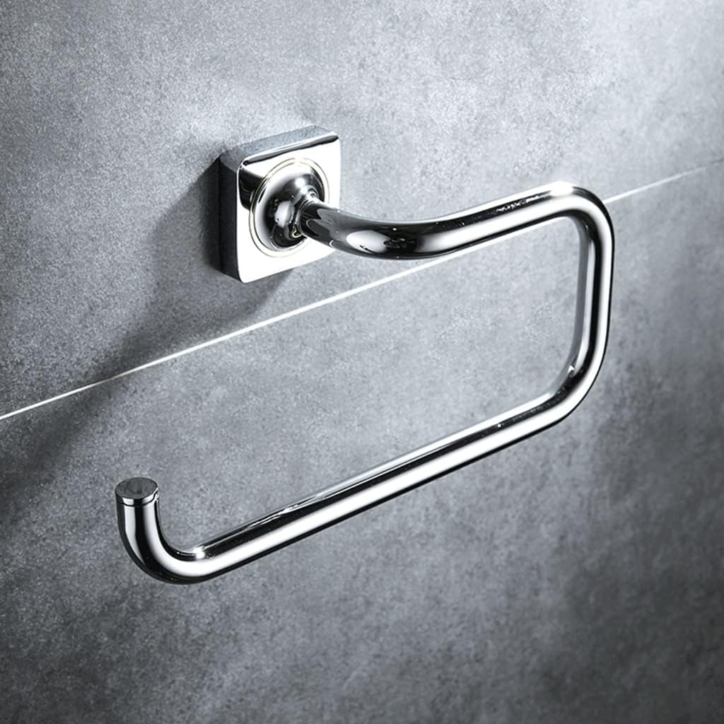 LSLYTQ Nordic Towel Ring, Towel Rack, All Copper Bathroom Towel Holder, Toilet Perforated Towel Hanger