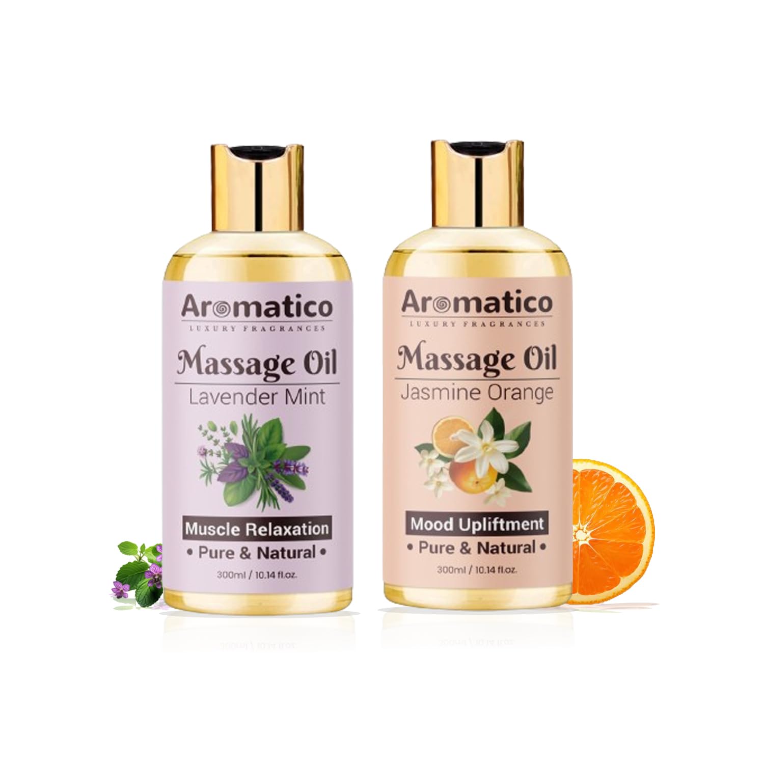 AROMATICO - Lavender Mint & Jasmine Orange Massage Oils Pack of 2. For Mood Upliftment, Muscle Relaxation & Skin Nourishment, 100% Natural, Non-Sticky – 300ml Pack of 2 (B0DGKZWNN3) Amazon Price History, Amazon Price Tracker