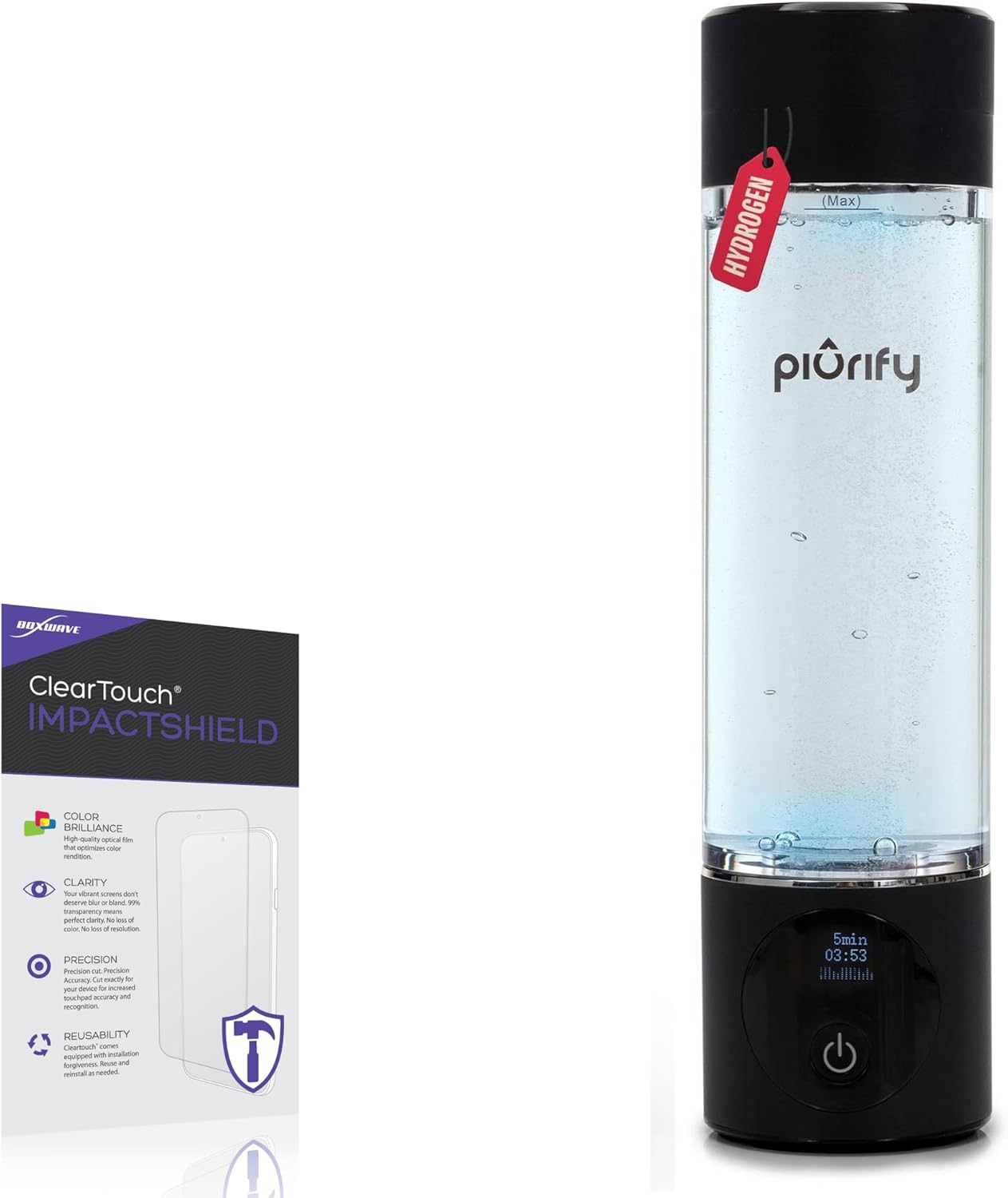 BoxWave Screen Protector Compatible with PIURIFY Hydrogen Water Bottle – ClearTouch ImpactShield (2-Pack), Impenetrable Screen Protector Flexible Film