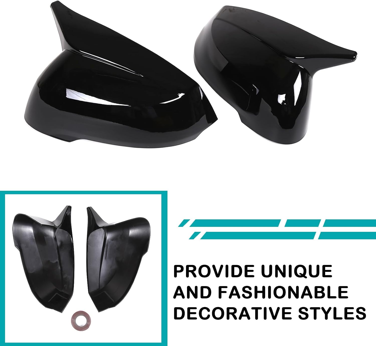 Car Door Side Mirror Cover Trim Compatible with BMW X1 U11 2023 2024,Outside Door Mirror Cover Trim, Car Exterior Rear View Mirror Covers Cap Replacement (Black), CC-290