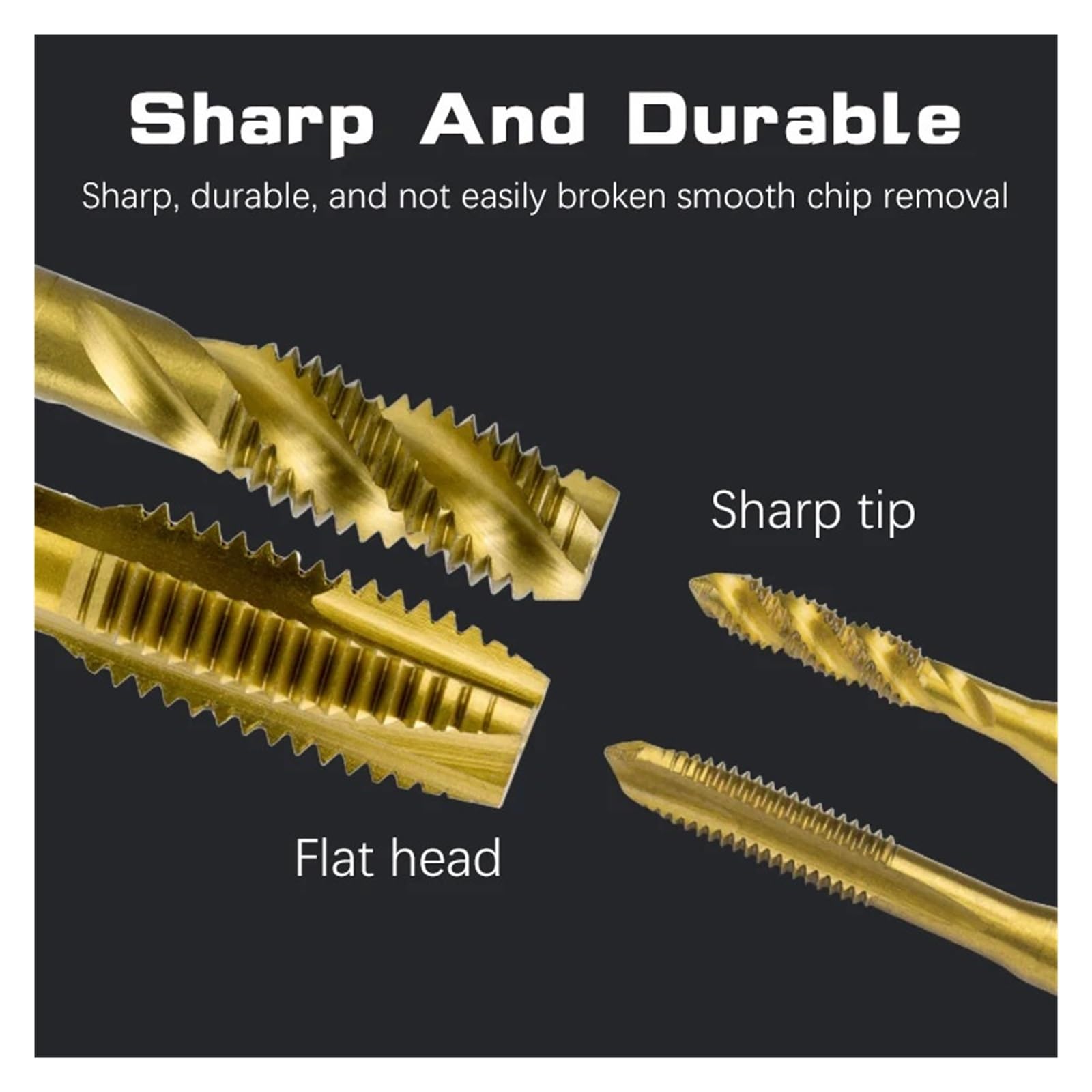 Flauta de grifo de punto espiral chapada métrica M2 .5 M3 M4 M5 M6 M7 M8 M10 M12 máquina con cabezal for tornillos rosca(Spiral flute tap,M8X1.25,10pcs)
