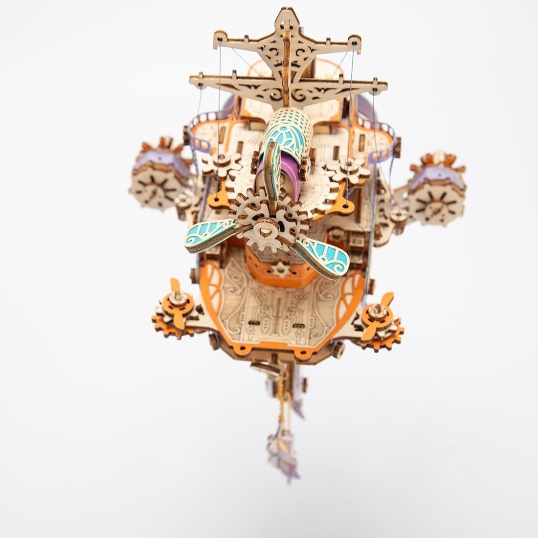 Maqueta 3D de Madera para Armar Dirigible Steampunk Rompecabezas Manualidad Creativa Nave Voladora con Atrapasueños Decoración Hogar Regalo Mujeres Hombres(Purple)