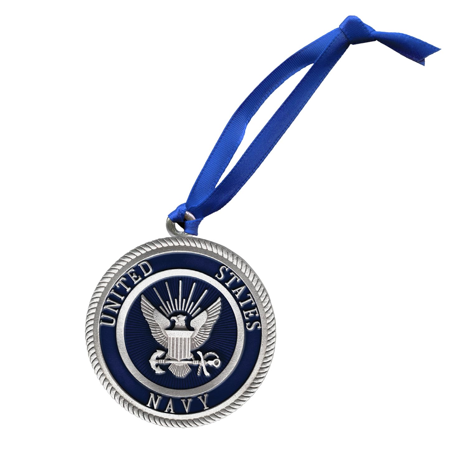 US Navy Ornament | Hand-Sculpted Christmas Tree Ornament | Intricately Crafted Metal Pewter Alma Mater Inlay