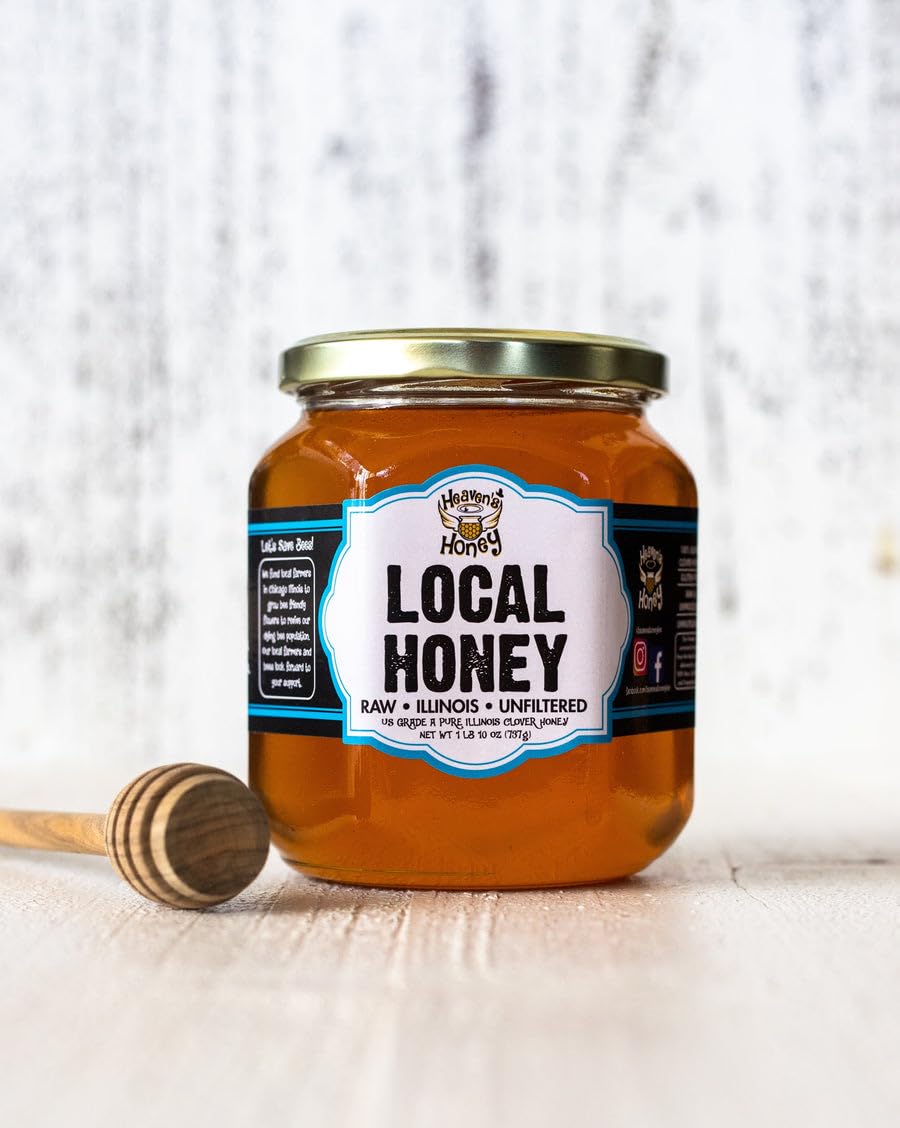 Heavens Honey - Raw Pure Local Illinois Honey - Unfiltered US Grade A - 26 OZ