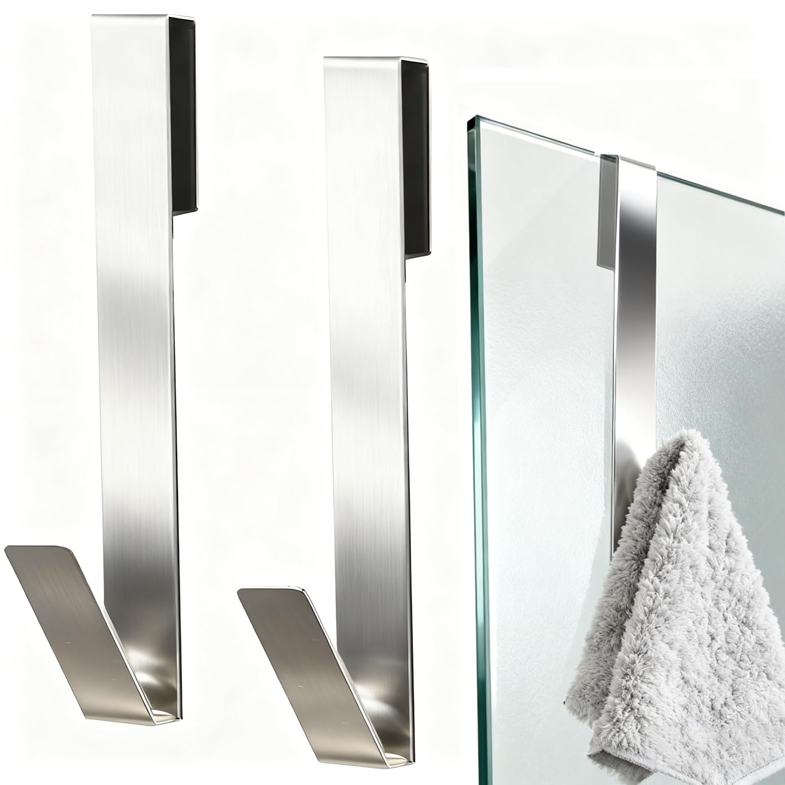 aieieii 2 PCS Shower Hooks for Inside Shower, Aesthetic Radiator Hooks for Towels, Durable Bathrooms Bath Towel Towel Rail Detachable, Suitable for Frameless Glass Doors in Bathrooms