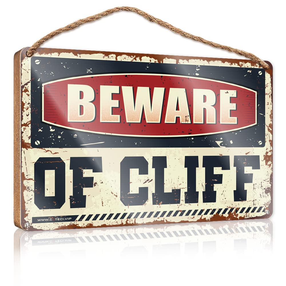 Yyhleh Boys One Color Fall Front Door Decor Beware Of Cliff Wooden Sign Fall Front Porch Decor Door Decor(20X30cm)