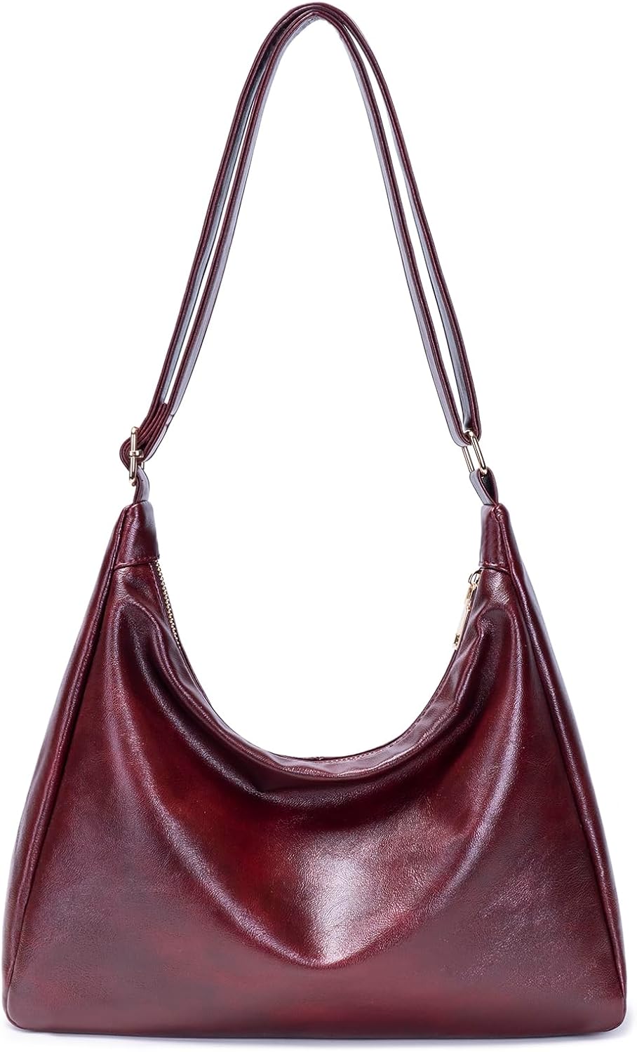 Women's foldable vegan leather Hobo bag, multi-directional sloping shoulder wallet and tote bag, large capacity handbag - Image 4