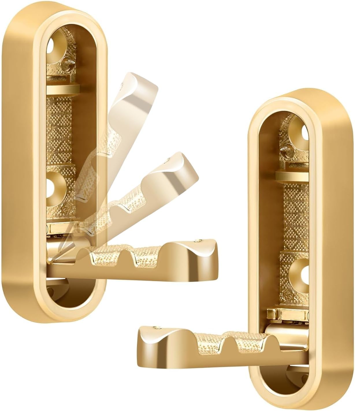 Folding Wall Hooks, 2 Pack Gold Wall Hooks for Hanging, Folding Invisible Hook with Screws, Metal Foldable Hook for Bathroom, Kitchen, Bedroom #Gold