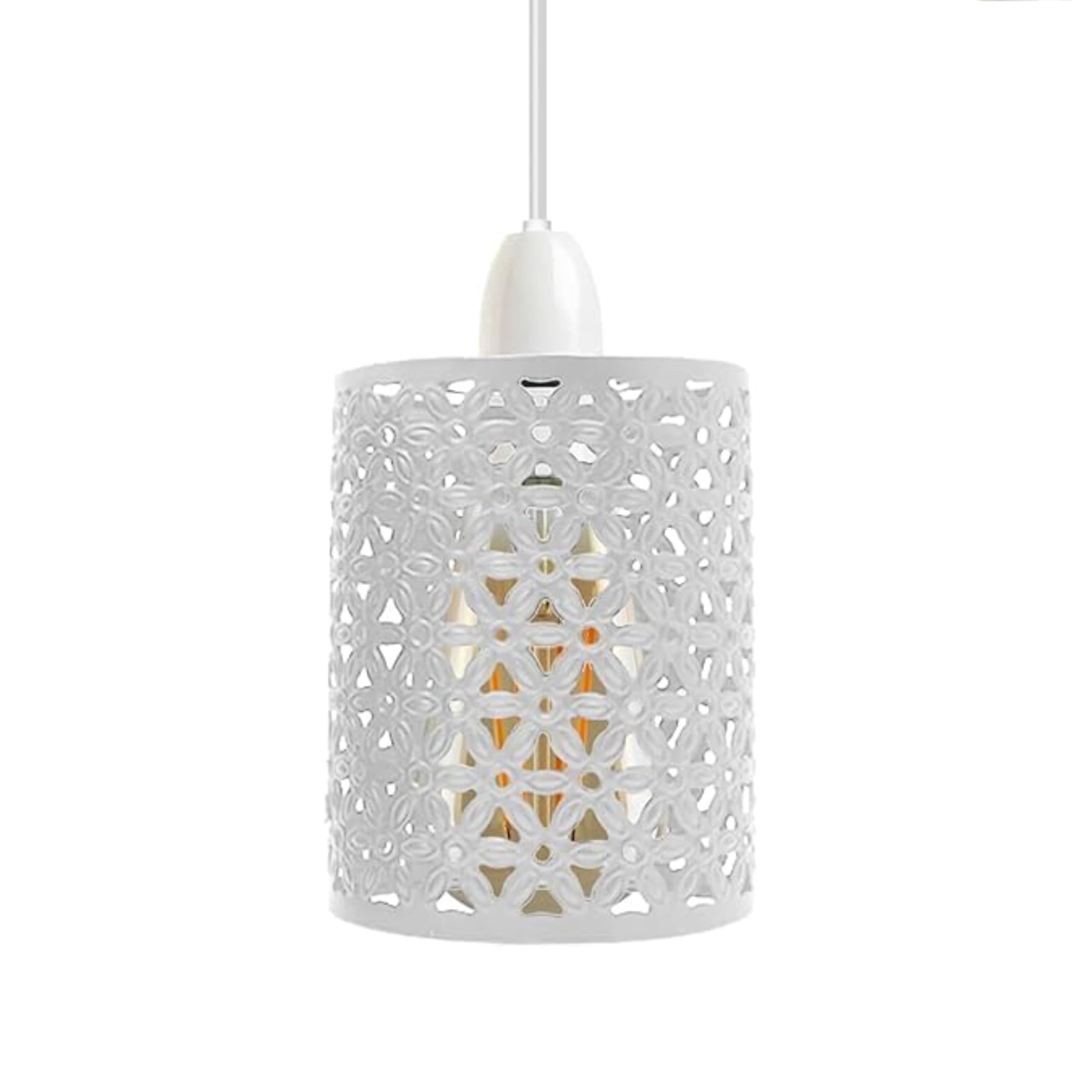 DC Voltage Industrial Ceiling White Pendant Light Shades Retro Style Drum Shaped lamp Shades Metal Easy fit Ceiling Pendant Light Shades for Light fixtures