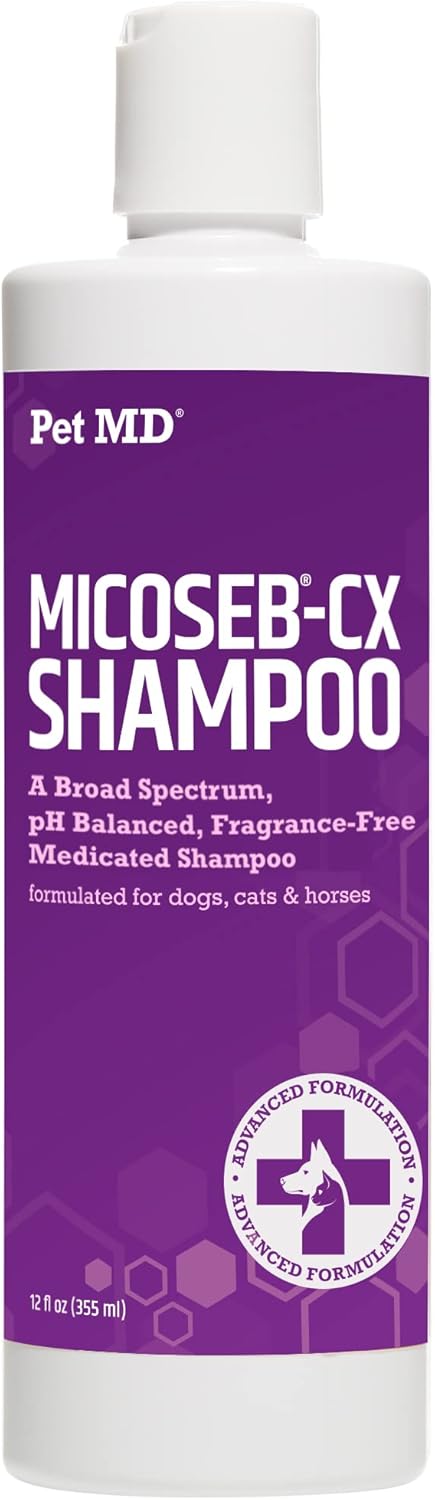 Pet MD Micoseb-CX Topical Shampoo for Dogs, Cats, & Horses with Miconazole – 12 oz